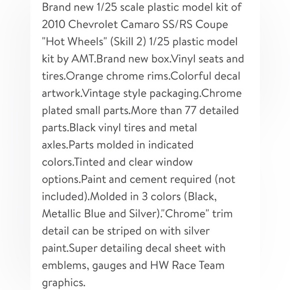 ♠️ New 2010 Chevrolet Camaro Hot Wheels Model Car Kit - Picture 4 of 8